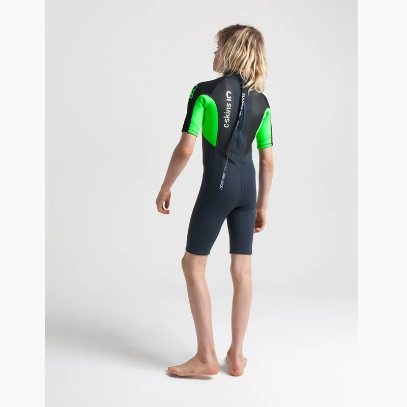 C-Skins Junior Element 3/2 Shorty Wetsuit Graphite/Green-2